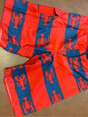 Wes & Willy Kids Red & Blue Lobster Print Swim Shorts
